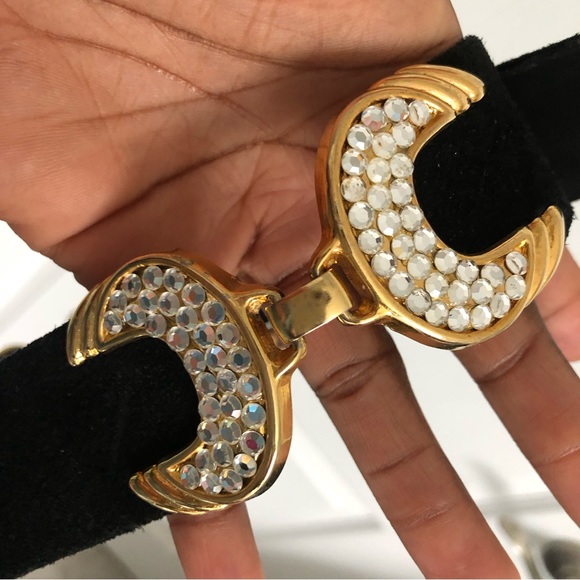 Vintage Cache Rhinestone Embellished Suede Leather Belt main image 12